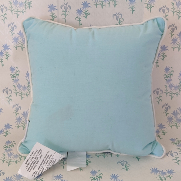 Bella Lux Beaded Blue White Gingham Happy Easter Bunny Pillow 12" - Picture 3 of 4